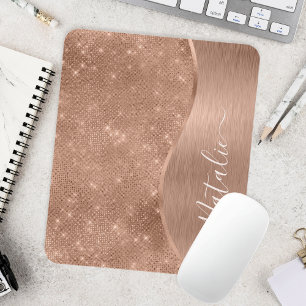 Metallische Rose Gold Glitzer Personalisiert Mousepad