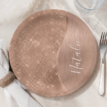 Metallische Rose Gold Glitzer Personalisiert Pappteller<br><div class="desc">Diese Rose goldgebürstetes Metall leicht personalisieren und glamouröse Imitate Glitzer gemusterte Papier Teller mit Ihrem eigenen individuelle Name.</div>