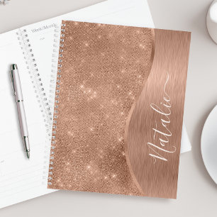 Metallische Rose Gold Glitzer Personalisiert Planer