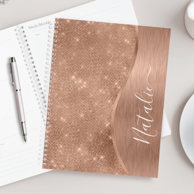 Metallische Rose Gold Glitzer Personalisiert Planer (Von Creator hochgeladen)