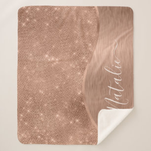 Metallische Rose Gold Glitzer Personalisiert Sherpadecke