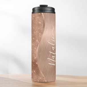 Metallische Rose Gold Glitzer Personalisiert Thermosbecher