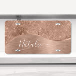 Metallische Rose Gold Glitzer Personalisiert US Nummernschild<br><div class="desc">Einfach personalisieren Sie diese Rose goldgebürstetes Metall und glamouröse Imitate Glitzer gemusterte Nummernschild mit Ihrem eigenen individuelle Name.</div>