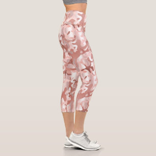 Metallische Rose Gold Glitzer Rosa Marmor Camoufla Capri Leggings