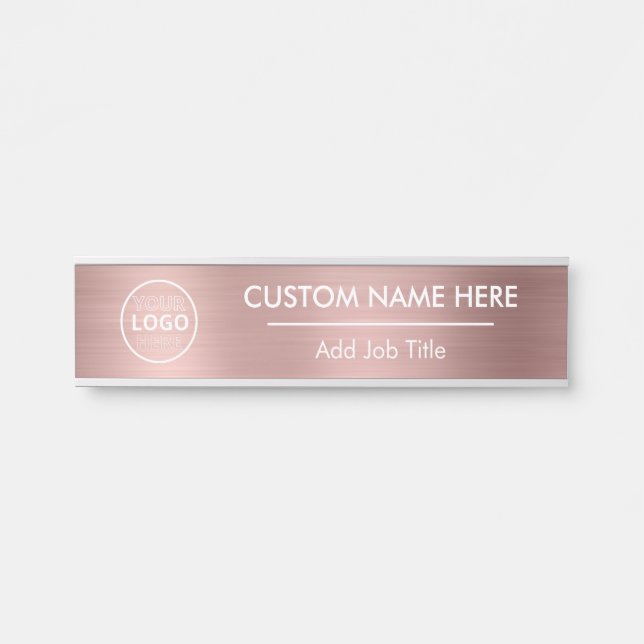 Metallische Rose Gold Name des Mitarbeiters Türschild (Vorderseite )