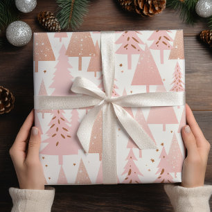 Metallische Rose Gold Pink Silberne Weihnachtsbaum Geschenkpapier