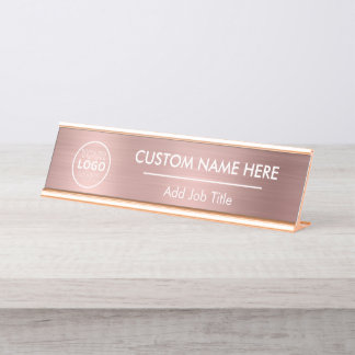 Metallische Rose Gold Schreibtischnamensplakette