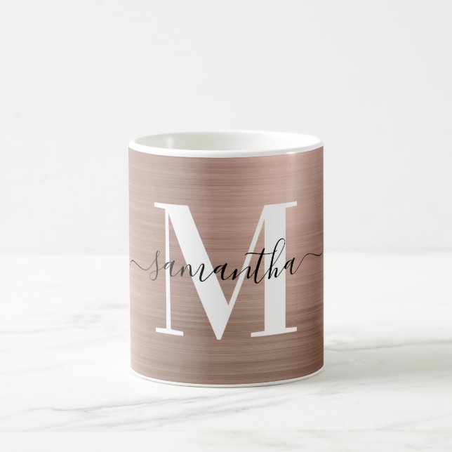 Metallische Rose Gold Signature Monogramm Kaffeetasse (Mittel)