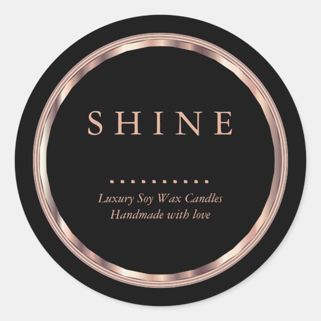 Metallische Rose Gold und Black Labels Runder Aufkleber (Vorderseite)