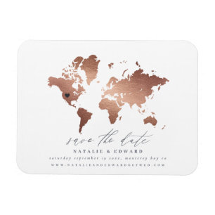 Metallische Rose Gold Weltkarte Magnet