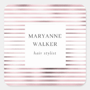 Metallische Rose Goldfolienstreifen aus elegantem  Quadratischer Aufkleber