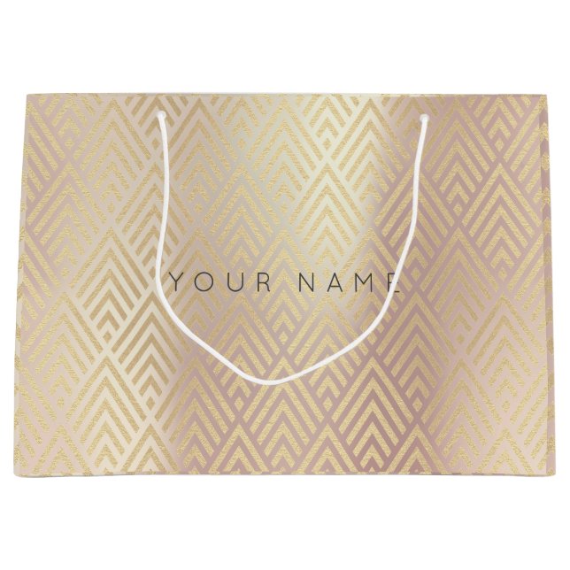 Metallische Rose mit Zickzack Geometrie, Gold Foxi Große Geschenktüte (Vorderseite)