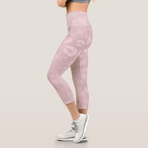 Metallische Rose Pink Cheetah Capri Leggings