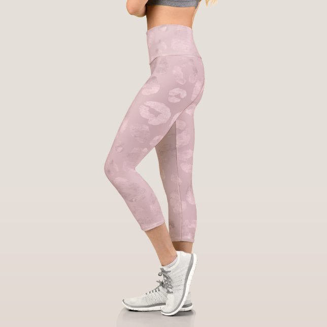 Metallische Rose Pink Cheetah Capri Leggings (Links)