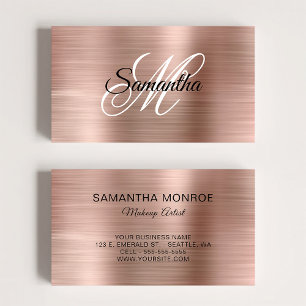 Metallische Roségold-Fancy-Monogramm Visitenkarte