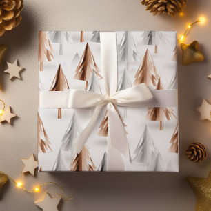 Metallische Rosen-Gold-Platin-Silber-Weihnachtsbäu Geschenkpapier