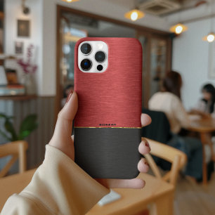 Metallische rot-schwarze Combo mit Goldakzent Case-Mate iPhone Hülle