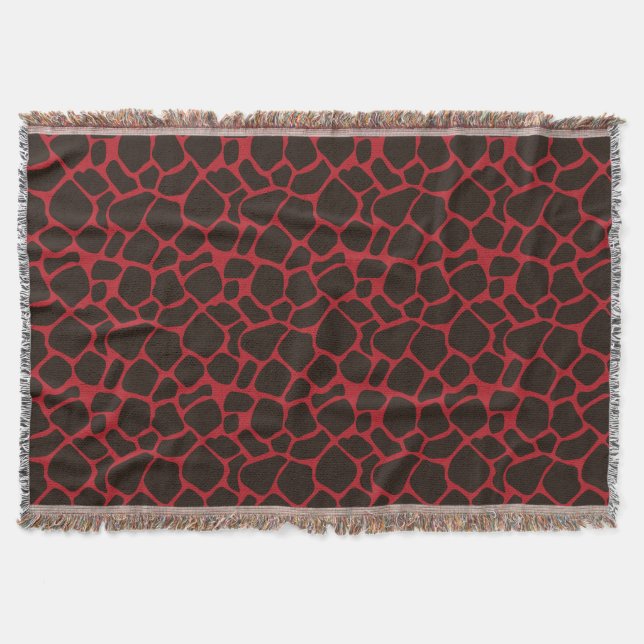 Metallische rote schwarze Leopard-Printfelle Decke (Vorderseite)