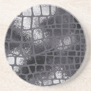 Metallische schwarze Schlangenhaut: Elegante Textu Getränkeuntersetzer