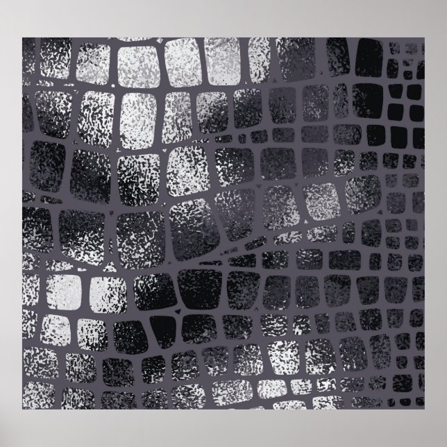 Metallische schwarze Schlangenhaut: Elegante Textu Poster (Vorne)