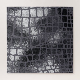 Metallische schwarze Schlangenhaut: Elegante Textu Puzzle