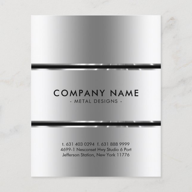 Metallische Silbergraue und schwarze Streifen Flyer (Hinten)