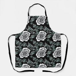 Metallische Silberrosen mit dunkelgrünen Blättern Schürze