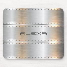 Metallische Silberstreifen-Monogramm Mousepad