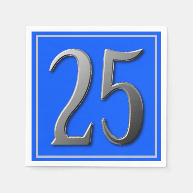 Metallische Silberzahl 25 Serviette (Vorderseite)