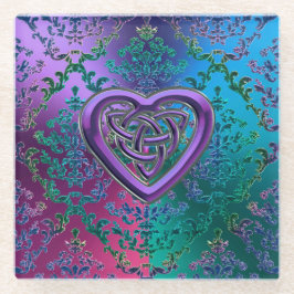 Metallische Spitze mit keltischem Herz-Untersetzer Glasuntersetzer