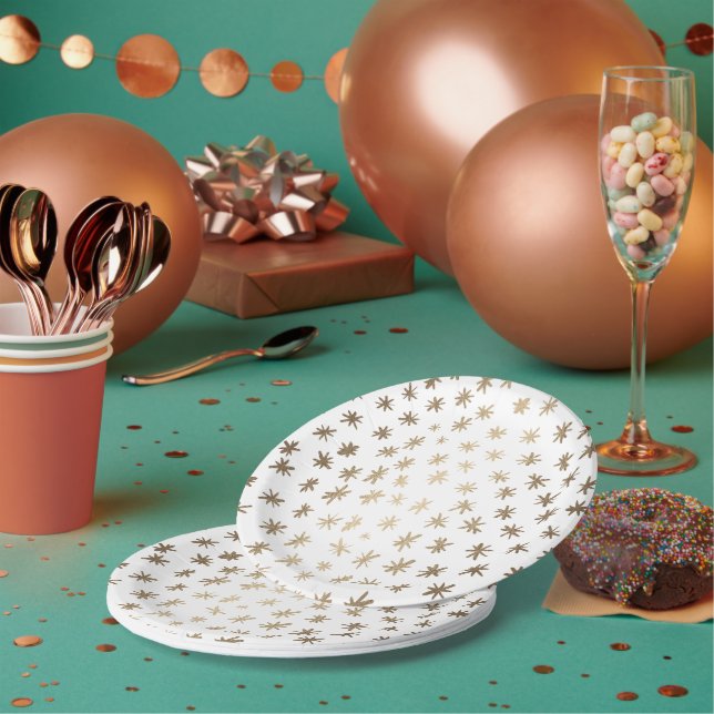 Metallische Sterne - Gold Pappteller (Multi)