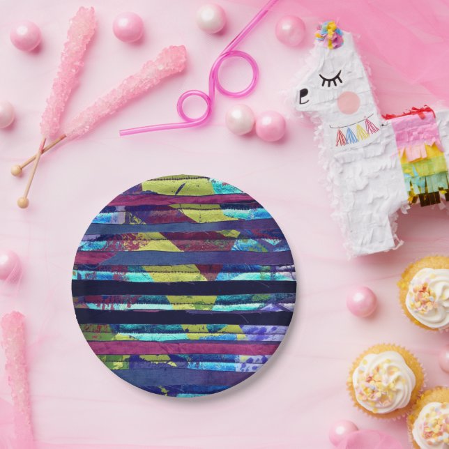 Metallische Streifen Pappteller (Party)