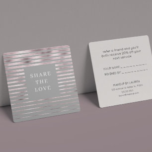 Metallische Streifen Rose Gold Moderne Treuekarte Quadratische Visitenkarte