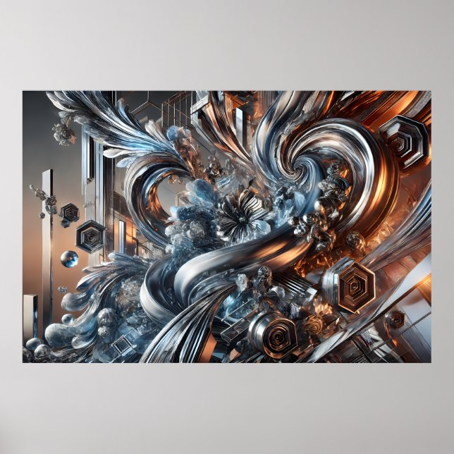 Metallische Strömungen Poster (Vorne)