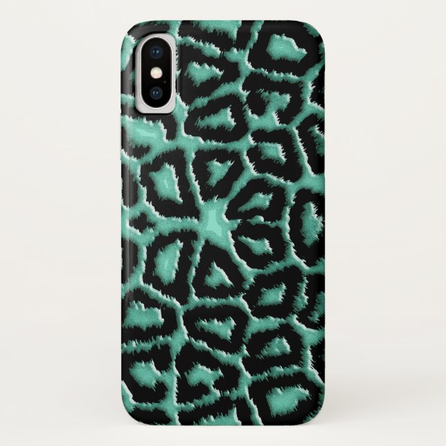 Metallische tadellose grüne Giraffe Case-Mate iPhone Hülle (Rückseite)