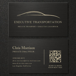 Metallische Transportwagen-QR-Code Schwarz & Gold Visitenkarte