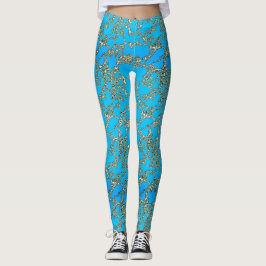 Metallische Türkis-Entwurfs-Leggings Leggings