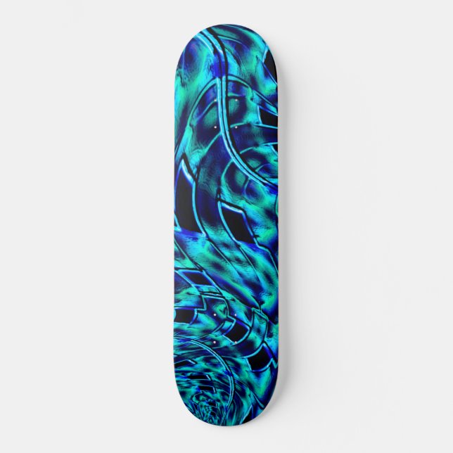 Metallische und krüge Täuschung, blau bis grün Skateboard (Vorderseite)