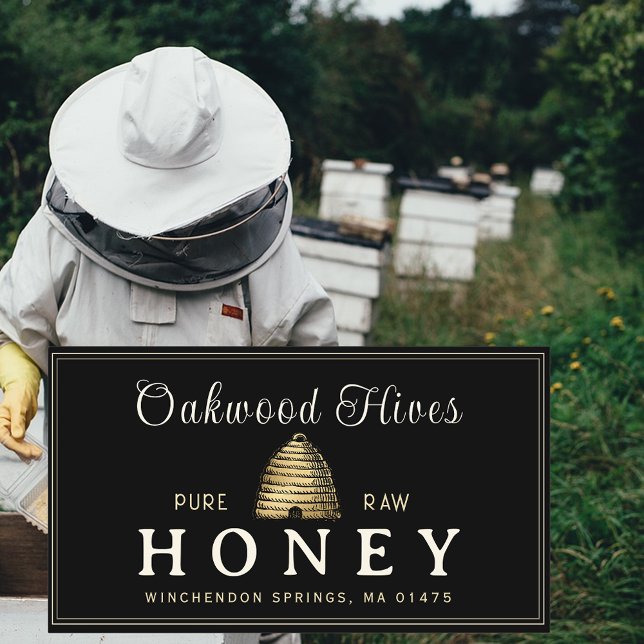 Metallische Vintage Skep Hive Imker Visitenkarte (Von Creator hochgeladen)