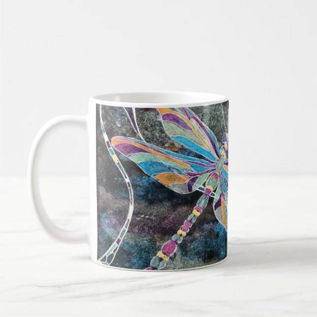 Metallische Wasserfarben Art Dragonfly Kaffeemasch Kaffeetasse (Links)