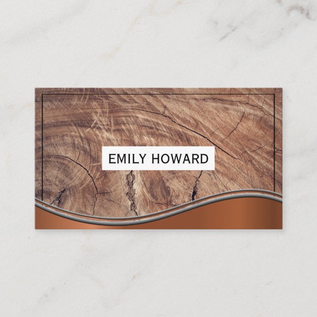 Metallische Wave Wood Grain Business Card Visitenkarte (Vorderseite)