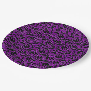 Metallische Waves-Lila-Schwarz-PAPER-PARTY-TELLER Pappteller