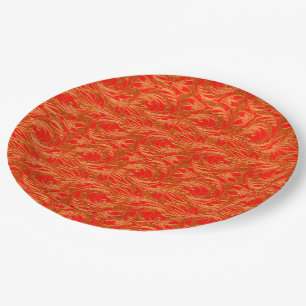 Metallische Waves-Orange-PAPER-PARTY-TELLER Pappteller