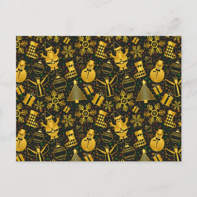 Metallische Weihnachts-Collage Holiday Postcard Feiertagspostkarte (Vorderseite)