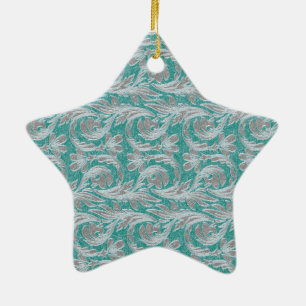 Metallische Wellen, Seafoam-White STAR ORNAMENT
