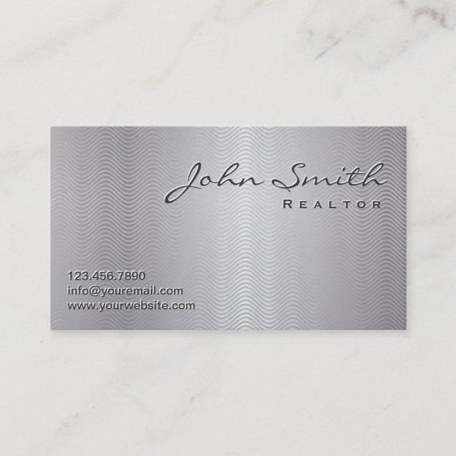 Metallische Wellenmuster Realtor Business Card Visitenkarte (Vorderseite)