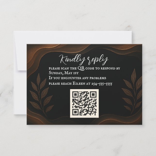 Metallische Whisper QR Code RSVP-Karte RSVP Karte (Vorderseite)