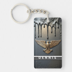 🦅 Metallischer Adler Liquid Gold Edge Anhänger 🦅 Schlüsselanhänger