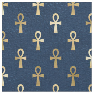 Metallischer ägyptischer Ankh auf Navy Blue Stoff