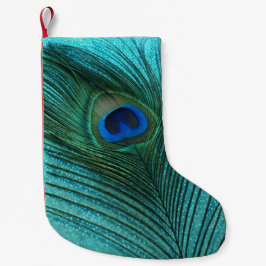 Metallischer Aqua-Blau-Pfau Kleiner Weihnachtsstrumpf